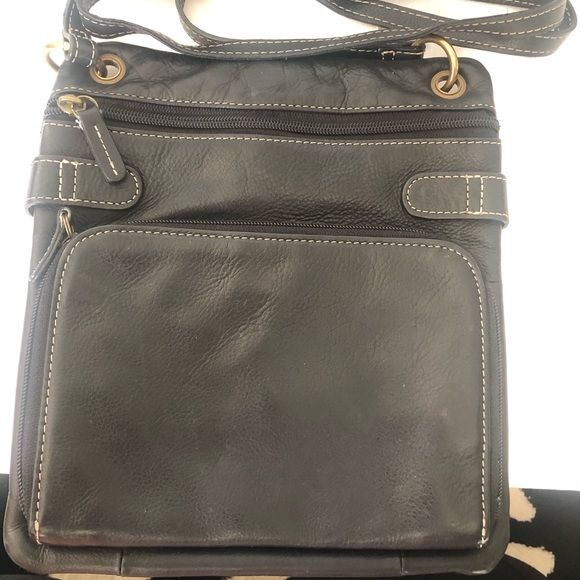 Fossil Black Leather Crossbody Bag - Picture 1 of 4